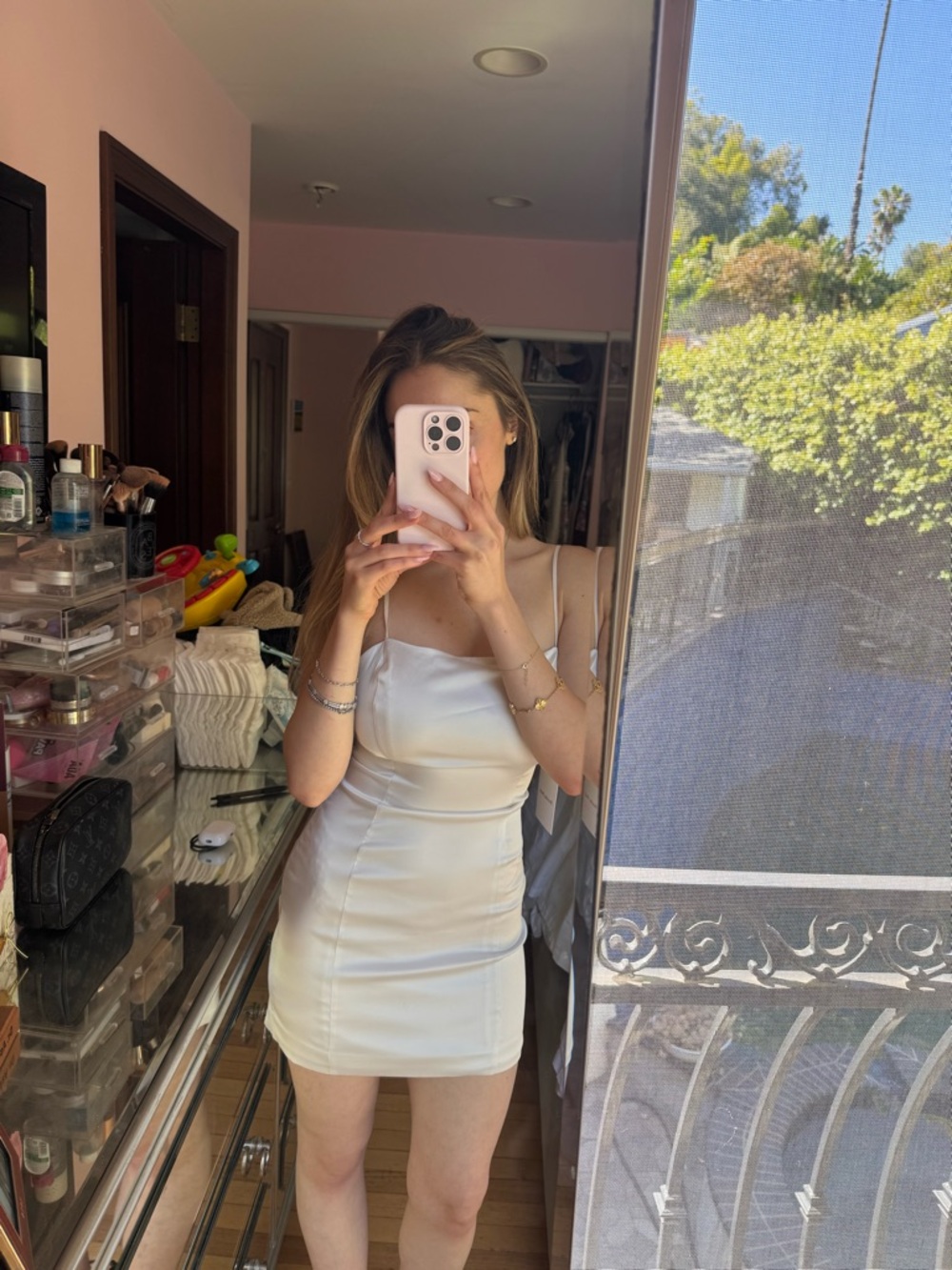 Aritzia Sunday Best Satin White Square-Neck Bodycon Mini Dress